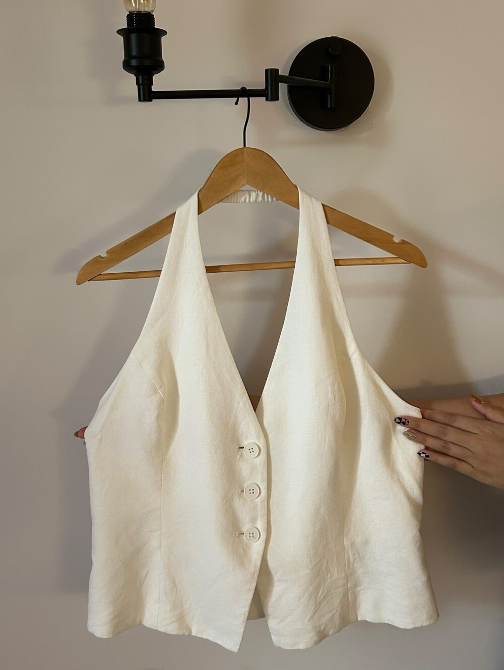 Linen Cream Halter Vest